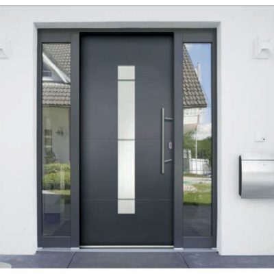 Schwarz-graue Haustür Aluminium