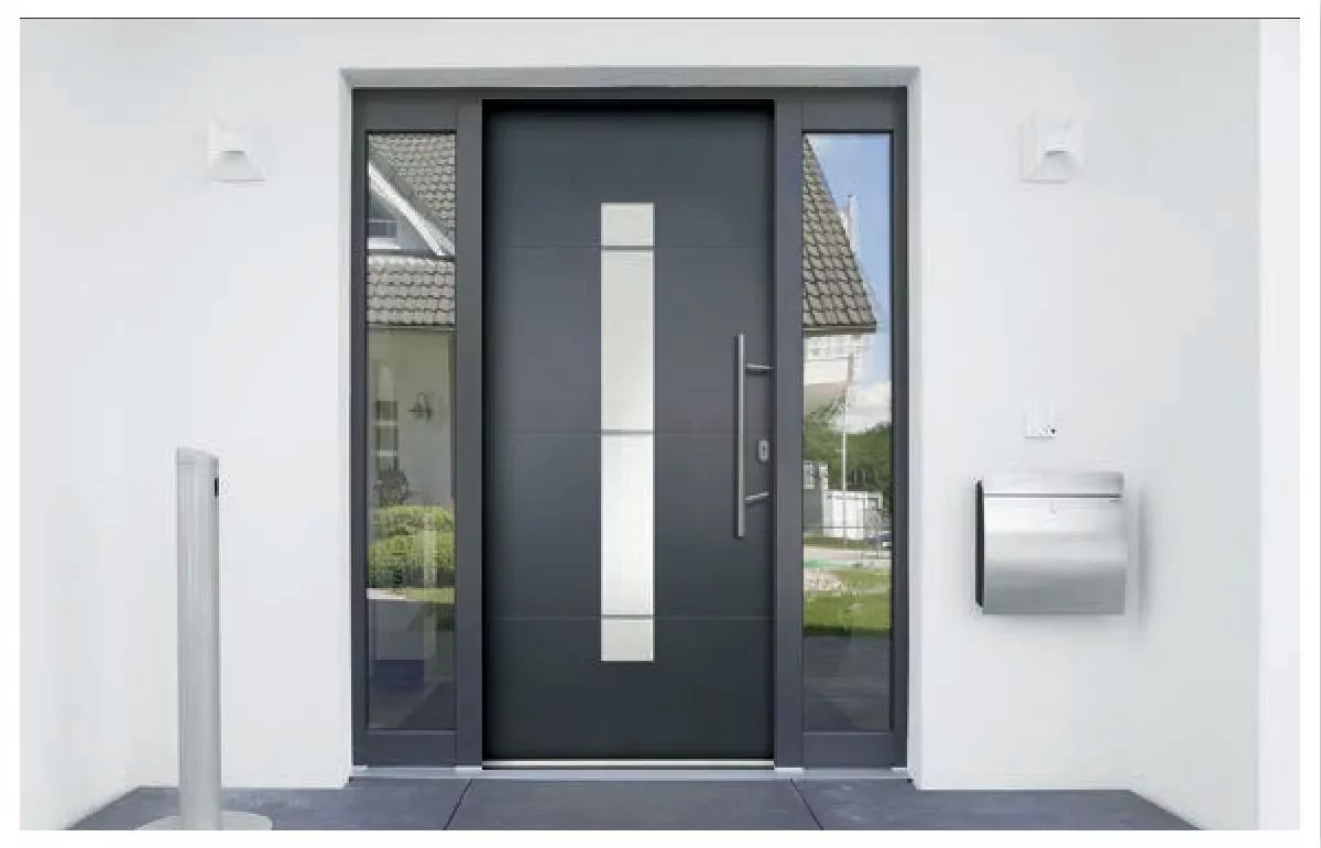 Schwarz-graue Haustür Aluminium